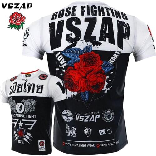 VSZAP MMA Sports Jersey Muay Thai Fitness Boxing Jiu Jitsu Gym Tee Shirt Fighting Clothes Fighting T Shirt Men Homme Sauna S-4XL