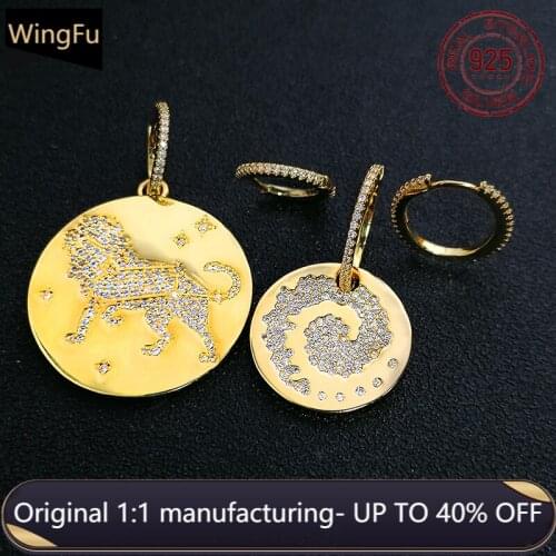S925 sterling silver gold round pendant inlaid with zircon female fashion earrings luxury brand Monaco jewelry gift
