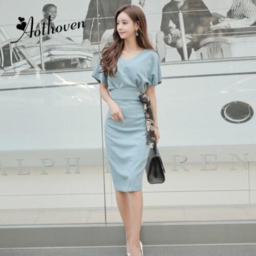 2 Piece Set Women Suit Summer Short Sleeve V Neck Office Lady Shirt Top and Midi Bandage Bodycon Skirt Two Piece Set Vestidos