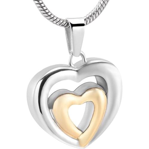 Double Heart Cremation Jewelry Urn Pendant Necklace - Stainless Steel Memorial Urn Keepsakes Jewelry for Ashes/Women