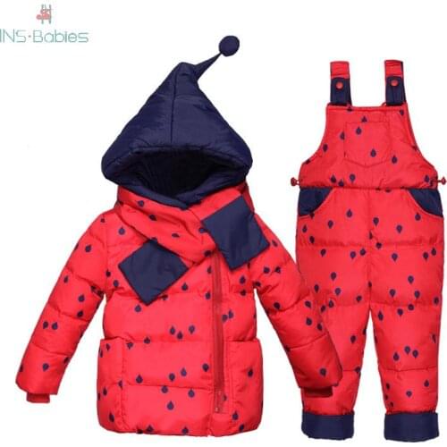1-2y Baby Winter Suit Children 2019 New Hoodie Clothes Boys Fashion Outwear Set Coats + Pants Duck Down Warm Coats Girls Jacket