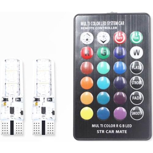 10set Car Clearance Lights T10 194 168 W5W light bulbs for cars Dome Read Bulb 5050 RGB LED Remote Width lamp Source for toyota