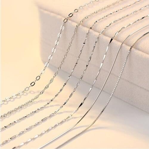 100% 925 Sterling Silver Chain For Women Classic Basic Chain Lobster Clasp Necklace Snake/Box Chain Fashion Jewelry