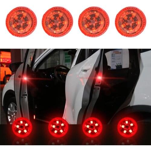 4 PCS Universal Wireless Car Door LED Warning Light Strobe Flashing Signal Safety Light for Anti Rear-end Collision Night Lamps