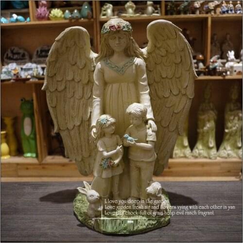 40CM NORDIC COUNTRY ANGEL FIGURE ART SCULPTURE ANGEL FIGURINE RESIN CRAFTS GARDEN VILLA OUTDOOR DECORATIONS FOR HOME R3740