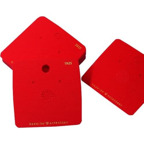 7x7cm Happy New Year Earrings Card Counter Display Jewelry Earring Studs Long Drops Paper Cards Embossing Ear Cardboard 50Pcs