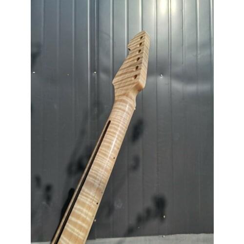 AA Tiger Flame Maple Guitar Neck 21Fret 25.5inch Clear Coat Pearl Dot Inlay #43