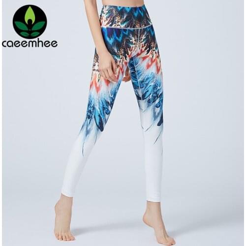 CAEEMHEE Women High Waist Yoga Pants Jogging Running Sports Tights Workout Digital Printed Leggings Gym Fitness Push Up Leggins
