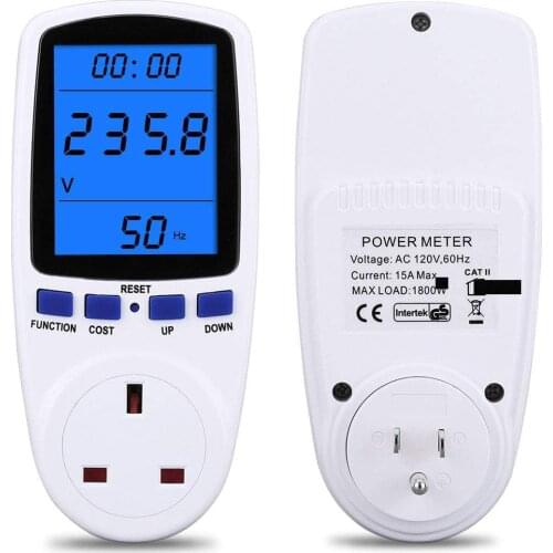 AC Power Energy Meter Digital Wattmeter KWh Watt Volt Amp Time electricity Cost Power Factor Monitor Socket Analyzer 220V EU