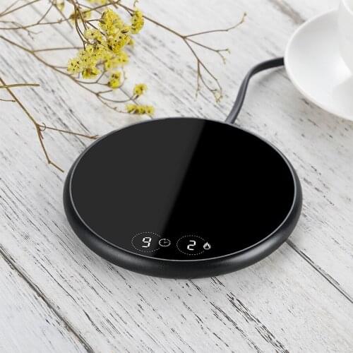 Black Electric Cup Heating Pad Mug Warmer Coffee Tea Milk Drink Soup Heat Warm Pad Office Home Desktop 18W 220V Digital Display