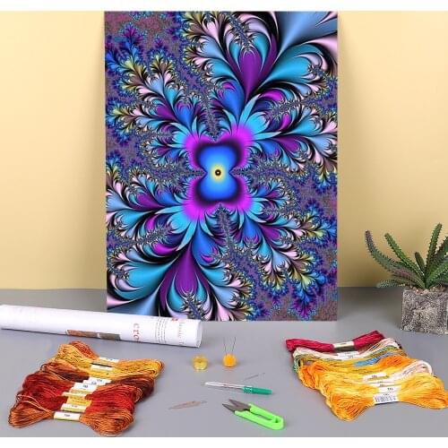 Flower Mandala Printed Canvas 11CT Cross-Stitch Embroidery Complete Kit DMC Threads Painting Knitting Sewing Craft Different