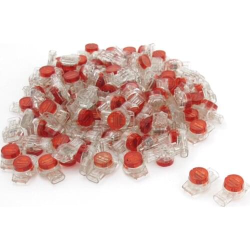 IMC hot 100 Pcs Data Phone Wire Butt Splice 3 Ports UR Connectors Red Clear