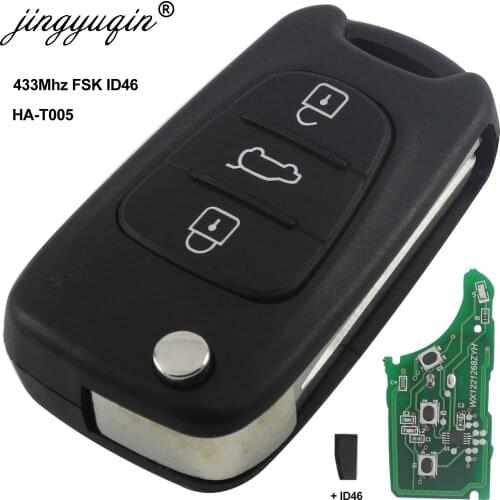 Jingyuqin 3 Buttons Flip Folding 433Mhz ASK ID46 Remote Auto Car Key for Kia Rio 3 Picanto Ceed Cerato Sportage K2