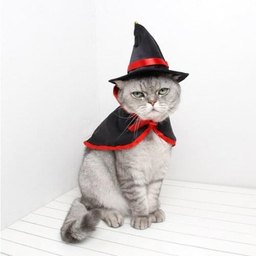 Halloween Pets Cosplay Costume, Cat Puppy Vampire Cloak, Wizard Peaked Hat, Party Festival Supplies