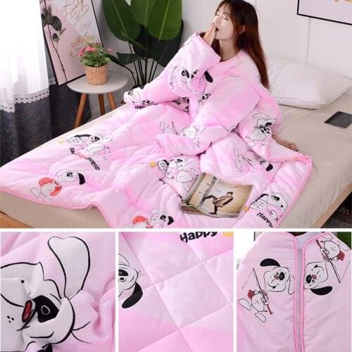 Multifunction Lazy Quilt with Sleeves Winter Warm Thickened Washed Quilt Blanket SDF-SHIP