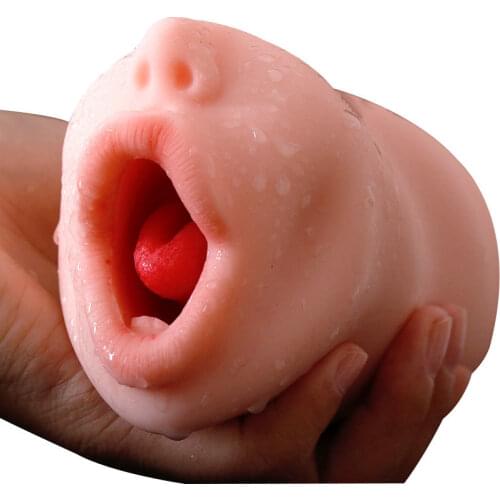 Male Masturbator Realistic Mouth Blow Job Stroker Oral Sucking Deep Throat Vagina Pocket Pussy with Sex Tongue Sex Toys for Man