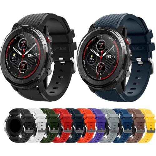 Wrist Strap for xiaomi huami Amazfit Stratos 3 2 2S strap Silicone band With Buckle Sports Belt for xiaomi huami amazfit3