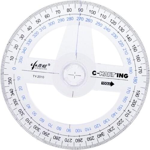 Plastic 360 Degree Protractor Ruler Angle Finder Swing Arm School Office