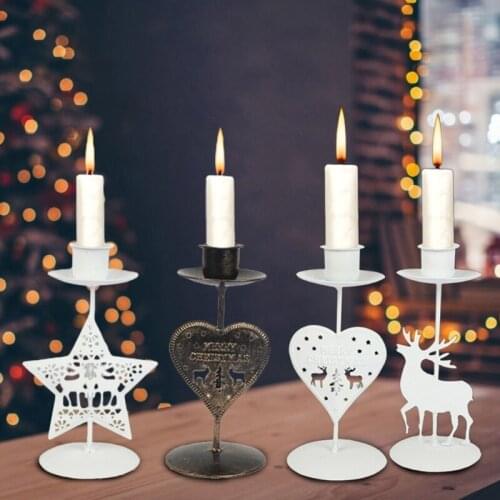 Star Elk Christmas Tree Candle Holders Tea Light Christmas Decorations Iron Classic Candles Stand Xmas Party Candlestick Holders