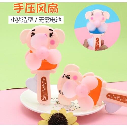 Cartoon pig fan portable hand pressure mini fan children summer cool fan student holiday gift prize