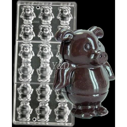 Pig 3 D diy Clear Polycarbonate Hard Inject Plastic DIY Handmade Chocolate Candy Jelly PC Mold