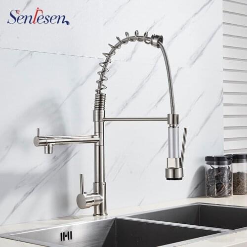 Senlesen Nickel Brushed Kitchen Faucet Spring Brass Torneiras De Cozinha Mixer Tap Torneira Cozinha Pull Out Kitchen Tap