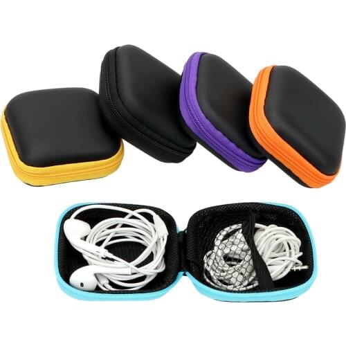 Earphone Storage Bag Headset Cover Protector Mini Zipper Hard Headphone Case Portable Earbuds Pouch Box USB Cable Organizer