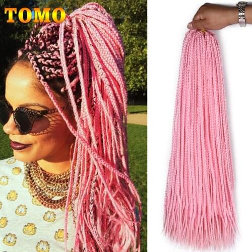 TOMO Ombre Box Braids Crochet Hair Zizi Synthetic Colored Braiding Hair Extensions For Women Brown Purple Red 24 Inch 22 Roots