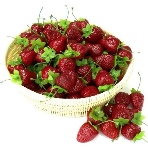 Gresorth 30pcs Artificial Lifelike Red Strawberry Decoration Fake Fruit Home Party Christmas Display Props