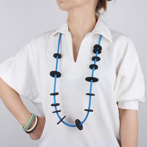 Streetwear Designer Foam Rubber Jewelry Geometric Long Pendant Necklace For Women Strange Grunge Necklaces Wicca Clothes Decor