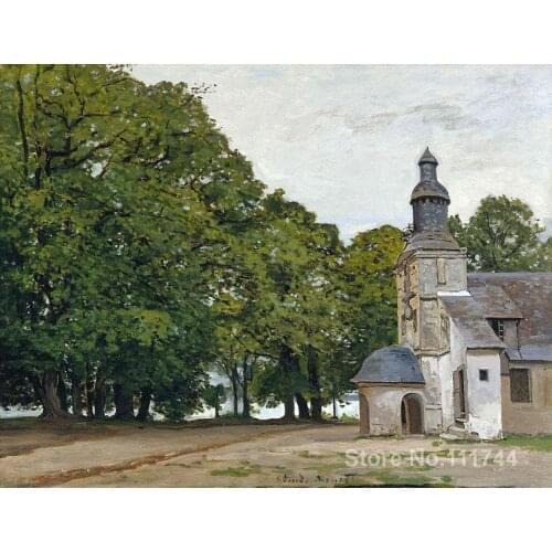 Bathroom art The Chapel Notre Dame de Grace at Honfleur by Claude Monet paintings Home Decor Hand painted High quality