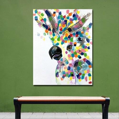 Wlong Home Decor Wall Art Pop Cirrus Parrot Oil Painting On Canvas Picture Wall Paintings for Living Room Posters and Prints