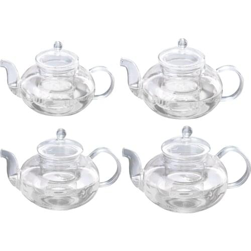 Borosilicate Glass Teapot Heat Resistant Kung Fu Tea Blooming Loose Leaf Tea Pot w/ Removable Strainer Dishwasher Safe