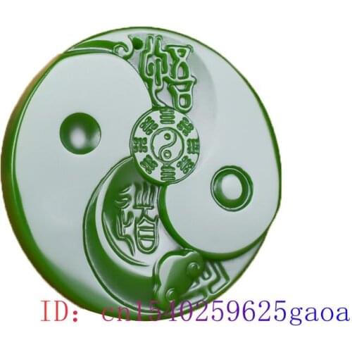 Green Jade Tai Chi Pendant Chinese Natural Gifts Charm for Jewellery Men Lucky Necklace Fashion Carved Amulet Women