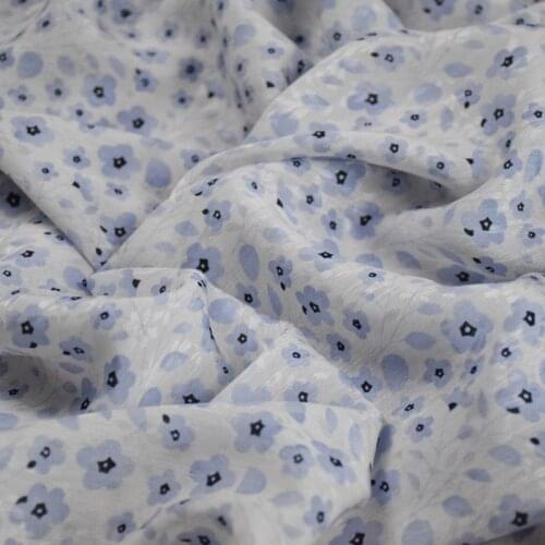Half Meter High Grade Light Grey Or Blue Flower Print Jacquard Chiffon Fabric For Dress Shirt Girl Garment Material T1680