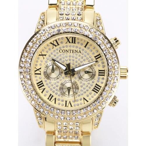 2020 Gold Watch Women Luxury Brand New Geneva Ladies Quartz-Watch Gifts For Girl Full Stainless Steel Rhinestone wrist watches