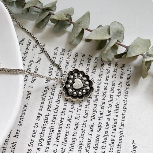 925 Sterling Silver Necklace Korean Love Bead Peach Heart Necklace Retro Female INS Unique Design Fashion Jewelry Gift