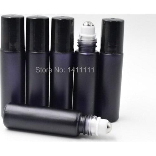 10ml 1/3OZ Black ROLL ON GLASS BOTTLE ESSENTIAL OIL BOTTLE Fragrances Metal Roller Ball BY DHL/EMS Free Shipping 700PCS/LOT