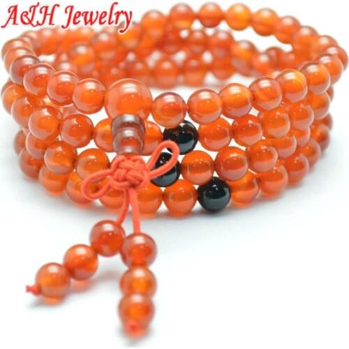 10pc High Quality 108 Beads Red Stone Multi-layer Wrist Elastic Bracelets Fashion Women Prayer Mala Bracelets