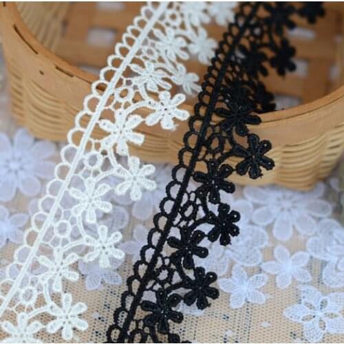 2 Meters/lot Width 3.4cm White Black Lace Fabric Embroidery Water Soluble Flower Lace Trim Garment Dress DIY Sewing Accessories