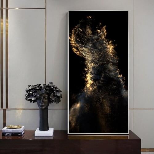 Abstract Gold and Black Canvas Painting Wall Art Picture for Living Room Scandinavian Modern Nordic Fashion Kids Room Decoration