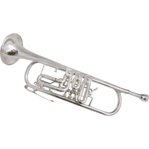 Bb Rotary Trumpet Silver plated with case mouthpiece yellow brass trumpets musical instruments