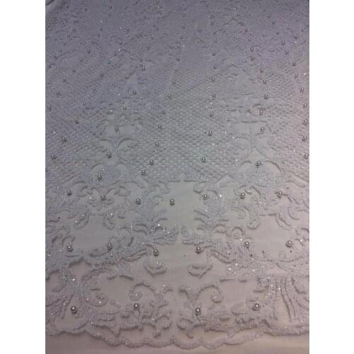 Sparkle SYJ-101652 Tulle Glitter Lace Fabric with beads For Wedding Dress Glitter Net Lace Fabric