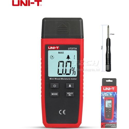 UNI-T UT377A Digital Wood Moisture Meter MINI Hygrometer Humidity Tester For Paper Plywood Wooden Materials Backlight Auto Range