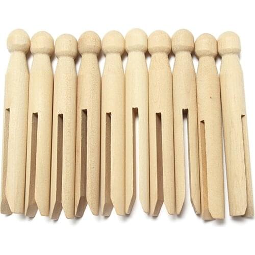 10pcs/Set Wood Crafts 10CM Long Sewing Natural Wooden Clothes Pins Peg Doll Pins Clips Old Fashioned Pegs Doll Making Decor