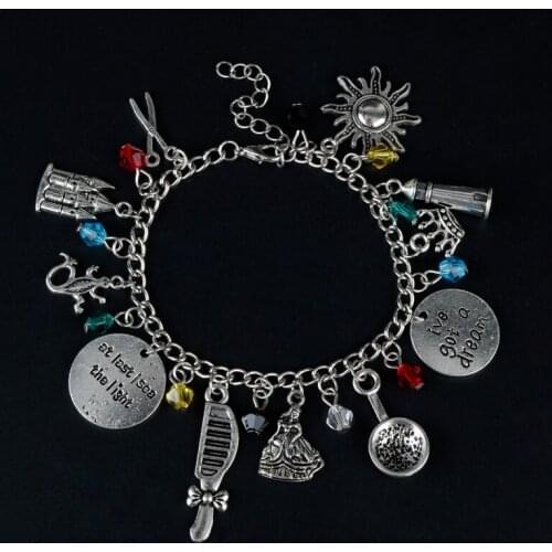 Dongsheng Movie Crown Comb Scissors Flower Charm Bracelet Cartoon Castles Gecko Sun Castle Bangle Bracelet -25