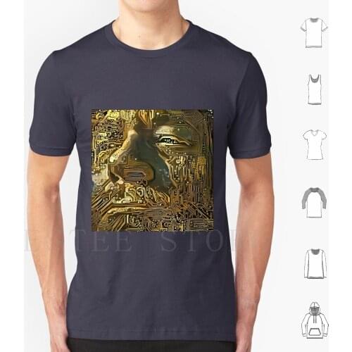 Cyborg Face T Shirt Print Cotton Artificial Background Bionic Board Chip Circuit Computer Concept Cyber Cybernetics Cyborg Data