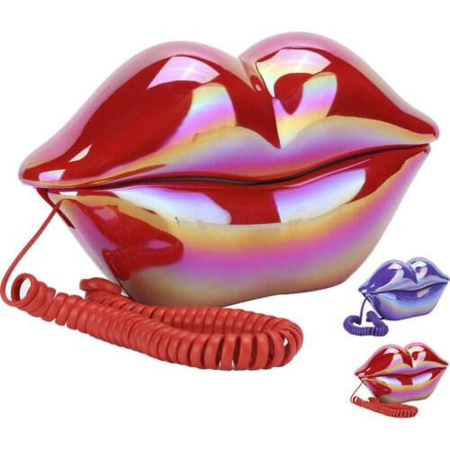 Electroplating Fashionable Funny Lip Telephone WX-3016 Number Storage US/UK Wiring telephone portable Lip Telephone