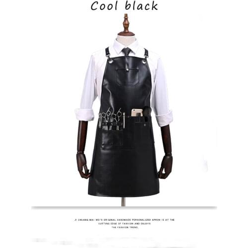 PU Leather Apron Crossback Strap Barista Bartender Pastry Chef Cafe Bistro BBQ Grill Uniform Florist Barber Carpenter Workwear