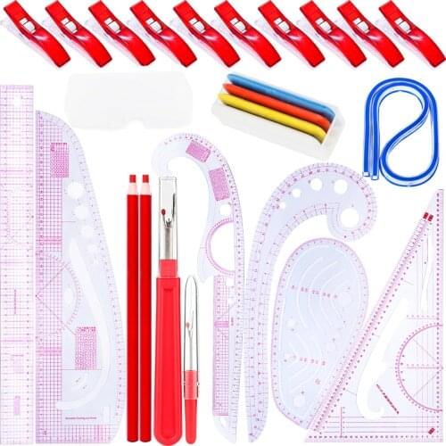 LMDZ French Curve Rulers Set Measure Tools Patchwork Ruler Craft Cutting Tools Clothing Sample Metric Yardstick Design Pattern